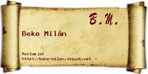 Beke Milán névjegykártya